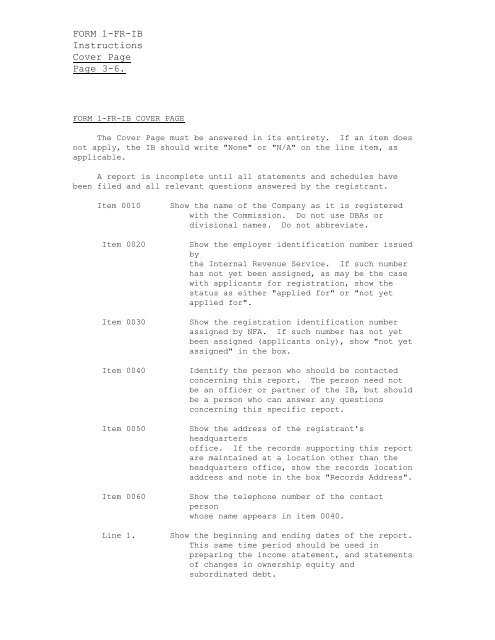 CFTC Form 1-FR-IB Instructions - National Futures Association