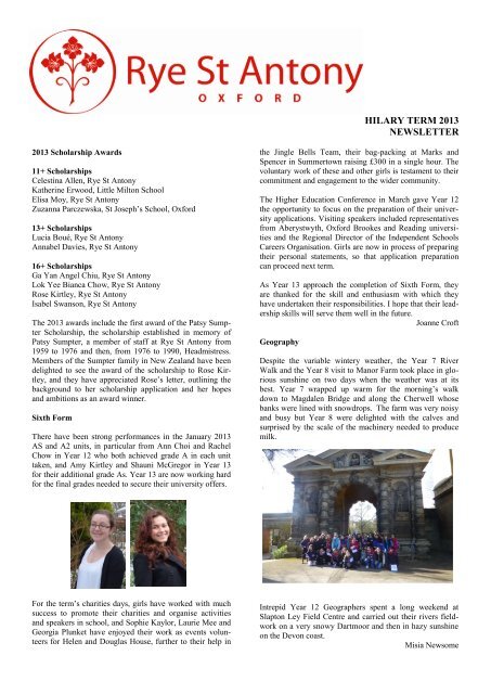 TERM 2013 NEWSLETTER - St Antony