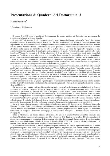 Presentazione di Quaderni del Dottorato n. 3 - UniversitÃ  degli Studi ...