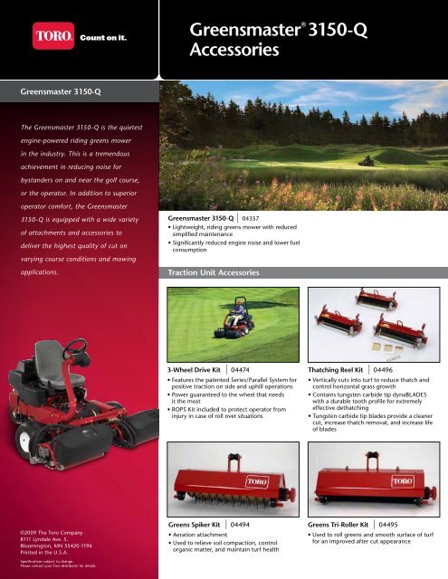Greensmaster 3150 Q Accessories Toro