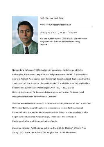 Prof. Dr. Norbert Bolz