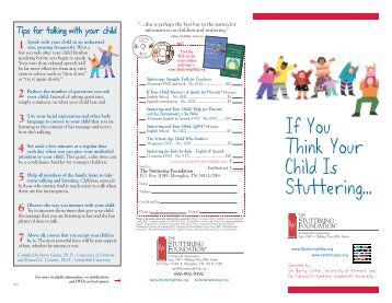 If You Think Your Child Is Stuttering... - Stuttering Foundation of ...