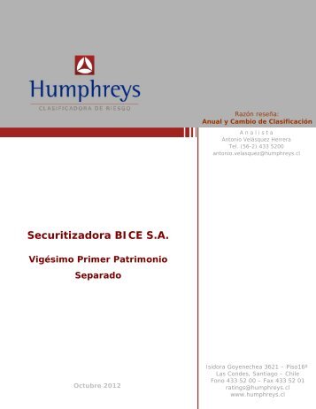 Securitizadora BICE S.A. - Humphreys