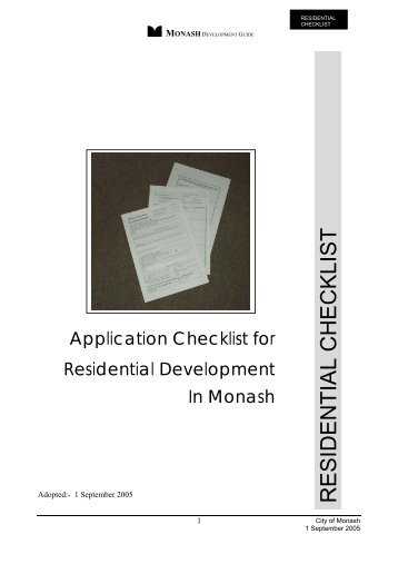RESIDENTIAL CHECKLIST - City of Monash