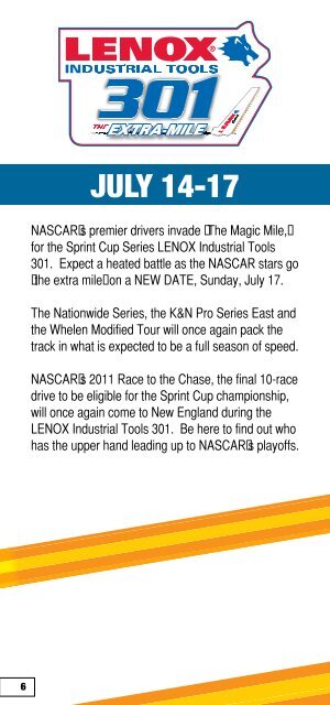 2011 GUIDE TO EXCITEMENT - New Hampshire Motor Speedway
