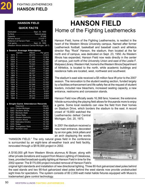 HANSON FIELD - Western Illinois University Athletics