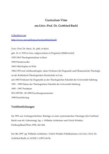 Prof. Dr. Gottfried Bachl - UniversitÃƒÂ¤t Salzburg