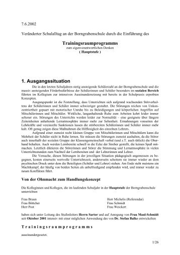 Trainingsraumprogramms 1. Ausgangssituation - Borngrabenschule