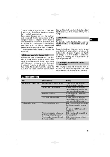 Operations Manual - TE 7-C Rotary Hammer Drill - Home Depot