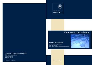 Finance Process Guide - Central Administration - University of Oxford