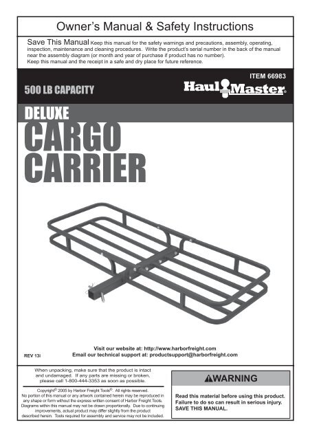 500 lb. CapaCity KnoCKdown CaRGo CaRRieR Harbor Freight