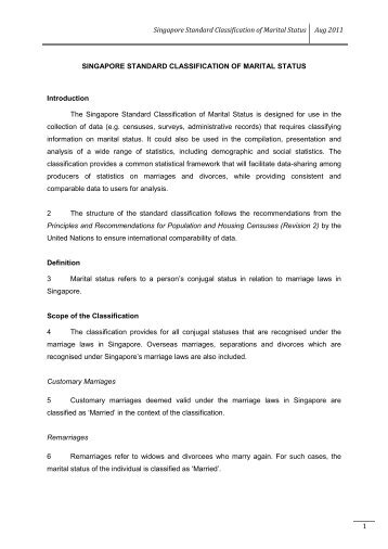 Singapore Standard Classification of Marital Status - Statistics ...