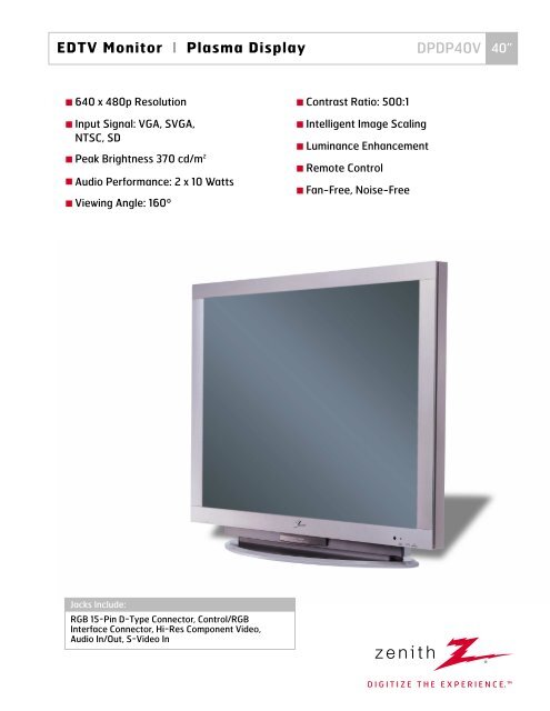 EDTV Monitor I Plasma Display DPDP40V 40â