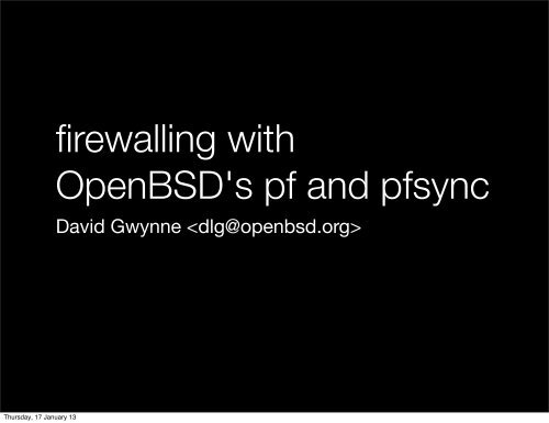 Firewalling with OpenBSD's pf and pfsync