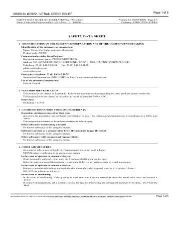 MSDS for #02972 - VITRAIL CERNE RELIEF - Dick Blick