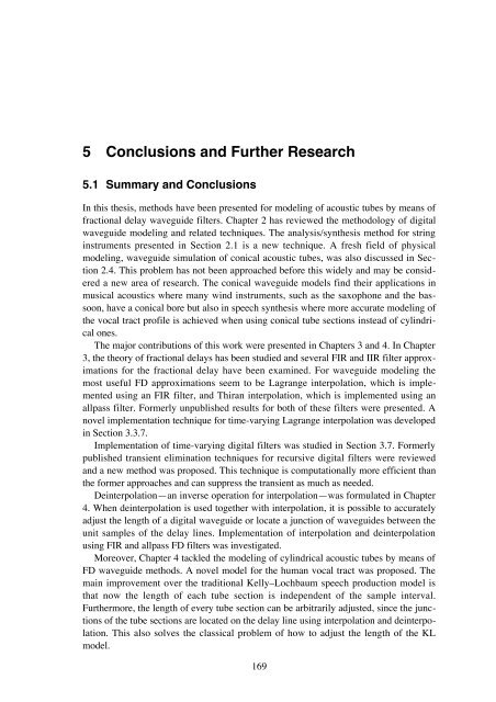 Chapter 5 Conclusions And Further Research