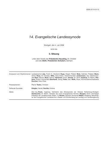 14. Evangelische Landessynode - Evangelische Landeskirche in ...