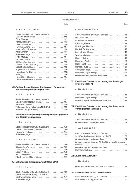 14. Evangelische Landessynode - Evangelische Landeskirche in ...