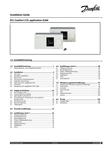 Installation Guide ECL Comfort 210, application ... - Danfoss VÃ¤rme