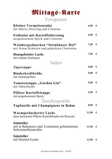 Speisekarte - Schlemmerinfo