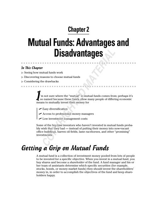 Mutual Funds Advantages And Disadvantages Wiley