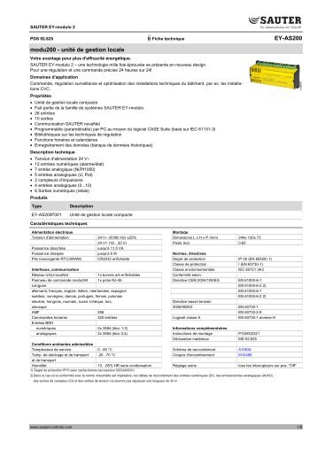 EY-AS200 modu200 - unitÃ© de gestion locale - sauter-controls.com ...