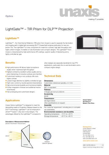 LightGateâ¢ â TIR Prism for DLPâ¢ Projection - Loreti.it