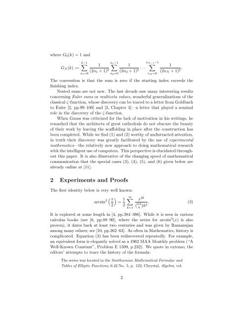 Integer Powers of Arcsin - CiteSeerX