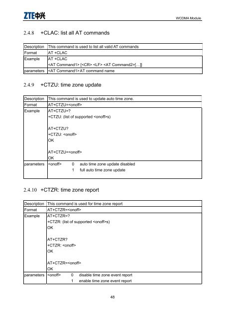 AT Command Set for WCDMA Module - wless.ru