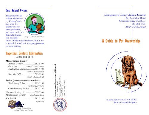 Guide to Pet Ownership Montgomery County VA