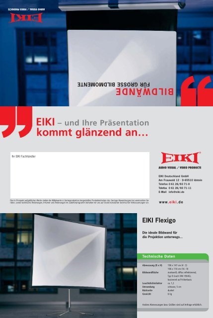 EIKI â und Ihre PrÃ¤sentation kommt glÃ¤nzend anâ¦ - Eberle AV