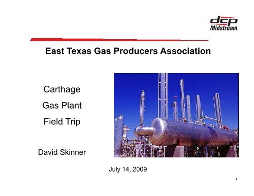 Overview of the DCP Midstream Carthage Gas Plant