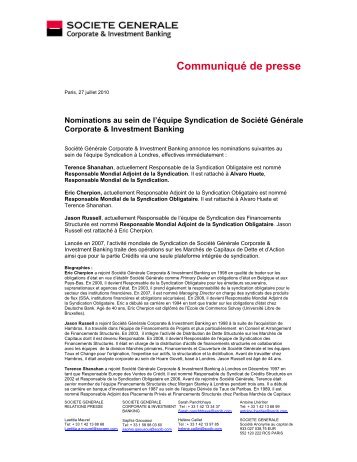 Communiqué de presse - Societe Generale