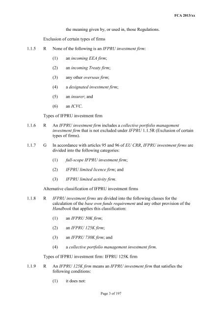 CP13/6 - CRD IV for Investment Firms - Financial Conduct Authority