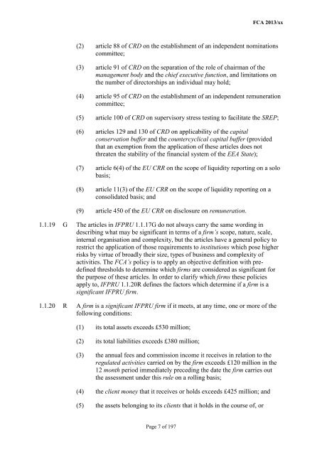 CP13/6 - CRD IV for Investment Firms - Financial Conduct Authority