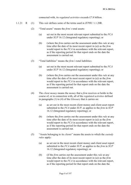 CP13/6 - CRD IV for Investment Firms - Financial Conduct Authority