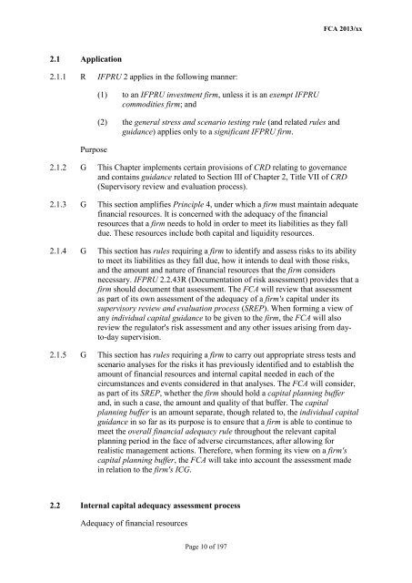 CP13/6 - CRD IV for Investment Firms - Financial Conduct Authority