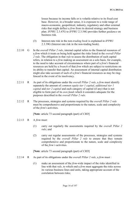 CP13/6 - CRD IV for Investment Firms - Financial Conduct Authority