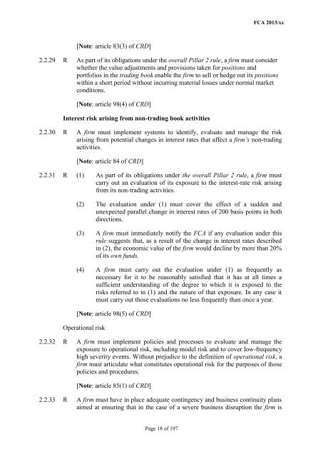 CP13/6 - CRD IV for Investment Firms - Financial Conduct Authority