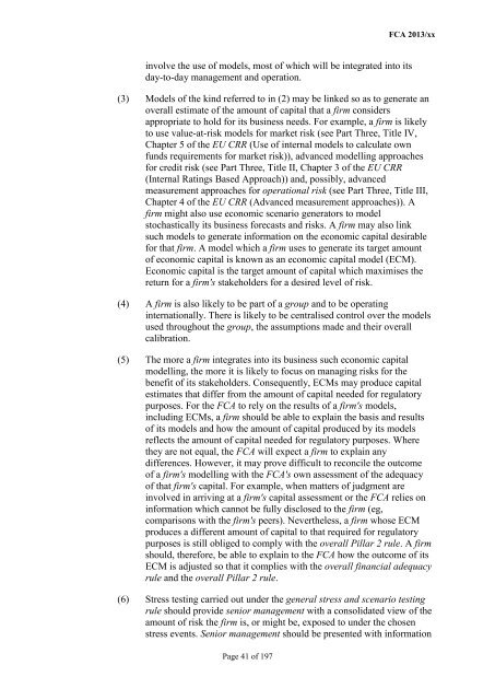 CP13/6 - CRD IV for Investment Firms - Financial Conduct Authority