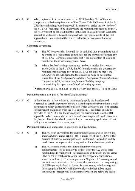 CP13/6 - CRD IV for Investment Firms - Financial Conduct Authority