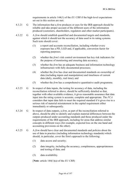 CP13/6 - CRD IV for Investment Firms - Financial Conduct Authority