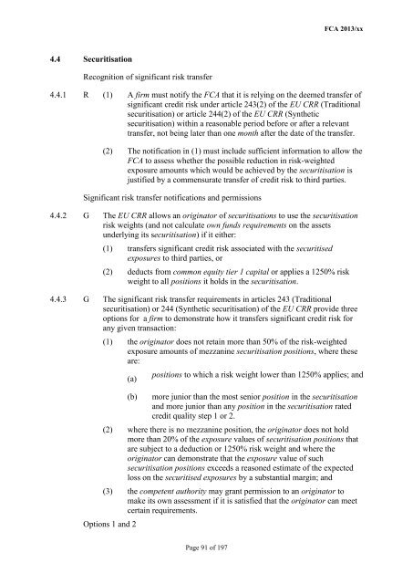 CP13/6 - CRD IV for Investment Firms - Financial Conduct Authority