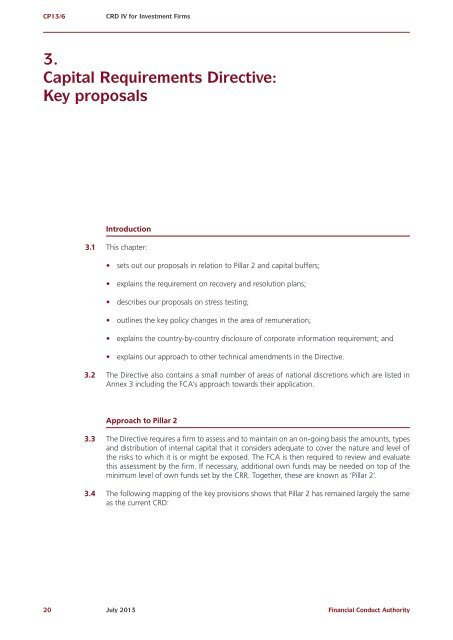 CP13/6 - CRD IV for Investment Firms - Financial Conduct Authority