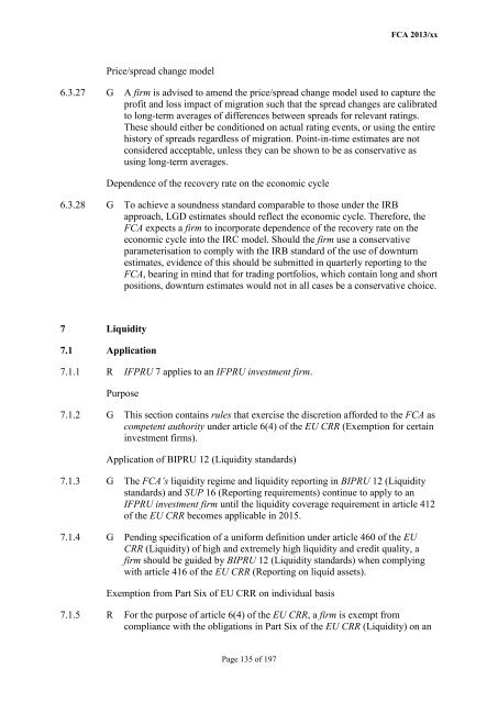 CP13/6 - CRD IV for Investment Firms - Financial Conduct Authority