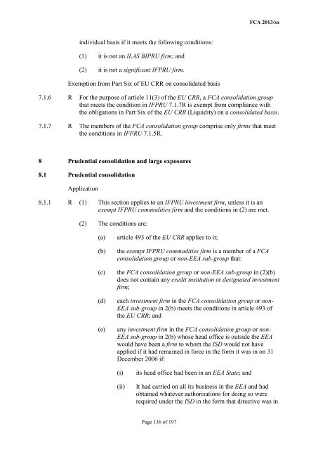 CP13/6 - CRD IV for Investment Firms - Financial Conduct Authority