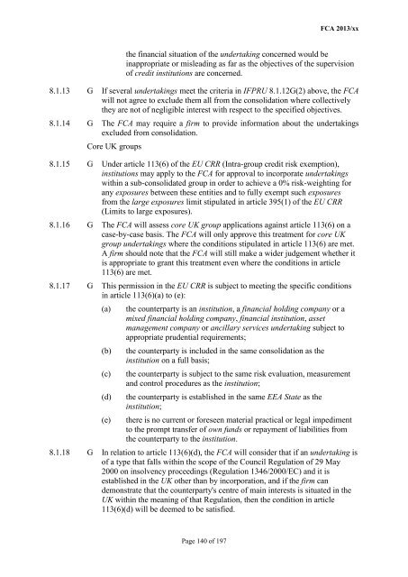 CP13/6 - CRD IV for Investment Firms - Financial Conduct Authority