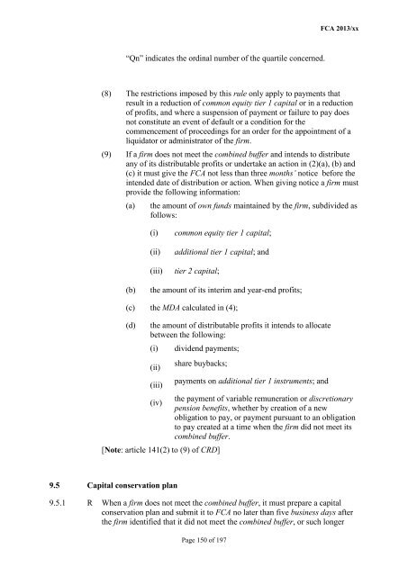 CP13/6 - CRD IV for Investment Firms - Financial Conduct Authority