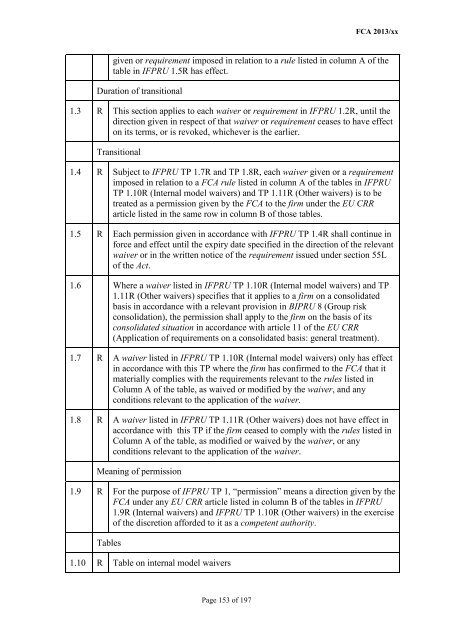 CP13/6 - CRD IV for Investment Firms - Financial Conduct Authority