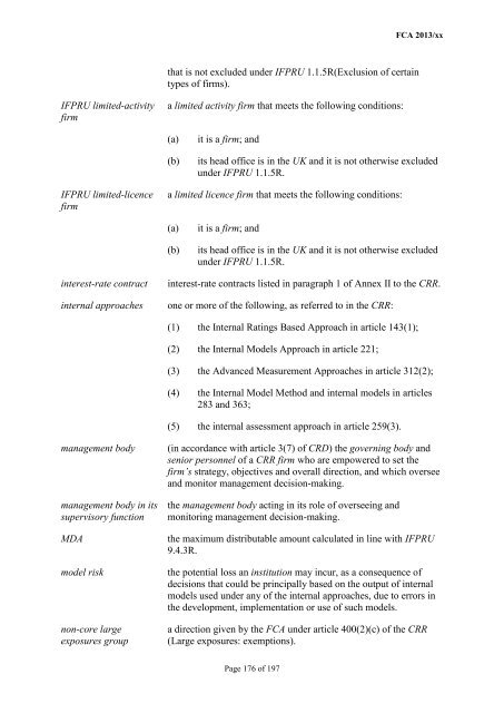 CP13/6 - CRD IV for Investment Firms - Financial Conduct Authority